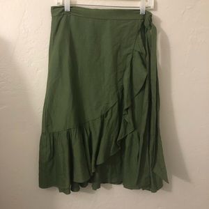 ATF Green linen blend skirt NWT